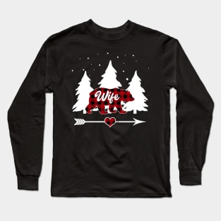 Wife Bear Buffalo Plaid Christmas Matching Family Pajama Long Sleeve T-Shirt